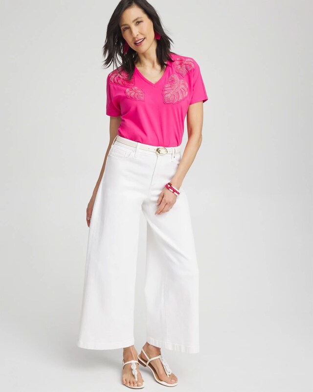 Beaded Cotton Stretch Tee - image 2